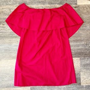 ALICE + OLIVIA red tie neck cotton Jada caped mini dress S